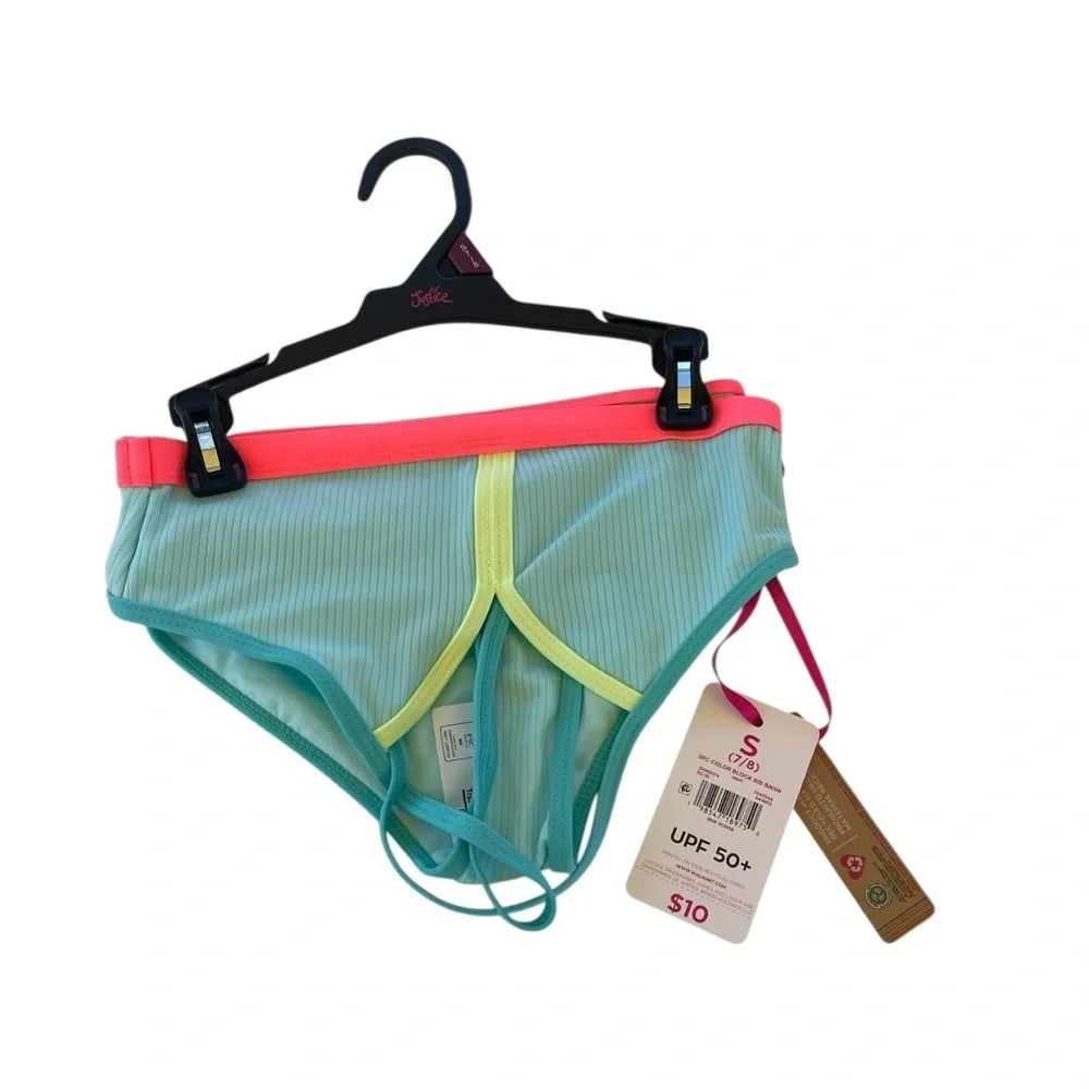 Justice Color Block Ribbed 2 Piece Bikini Girls size S(7/8) or L(12/14) New